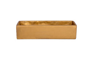 39811 Cement Rectangle Flower Pot LG Coated Finish Gold..14.50"x5.50"x3.50"H