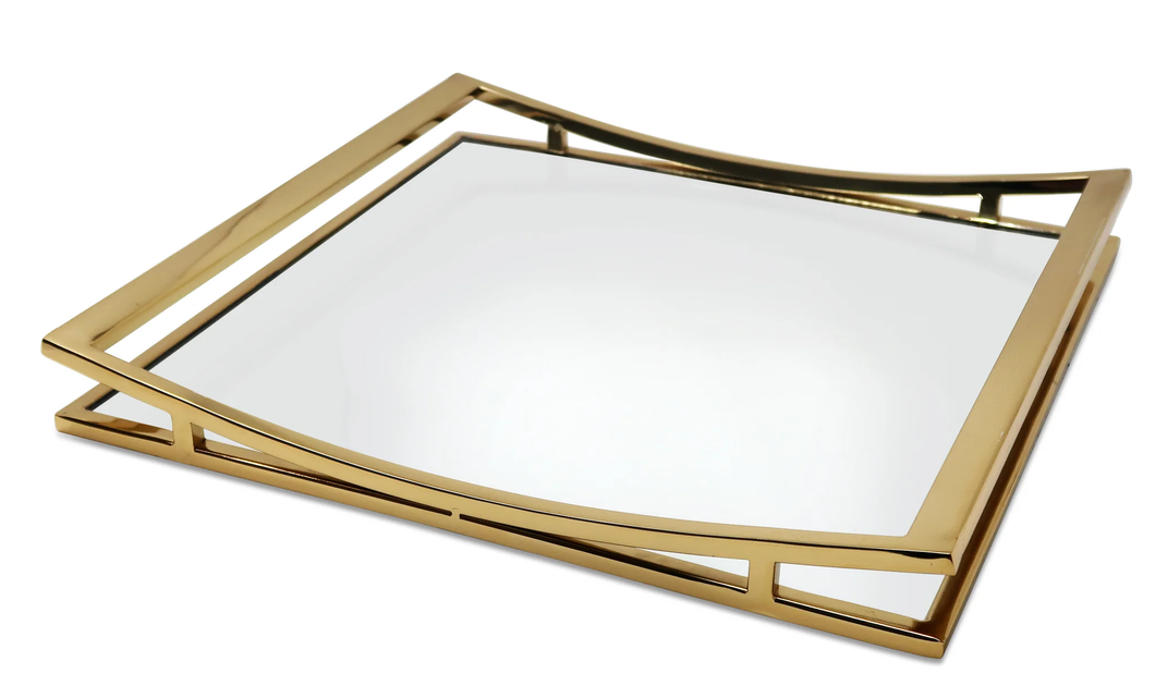 MT4624 Square Mirror Tray Gold - 15.75