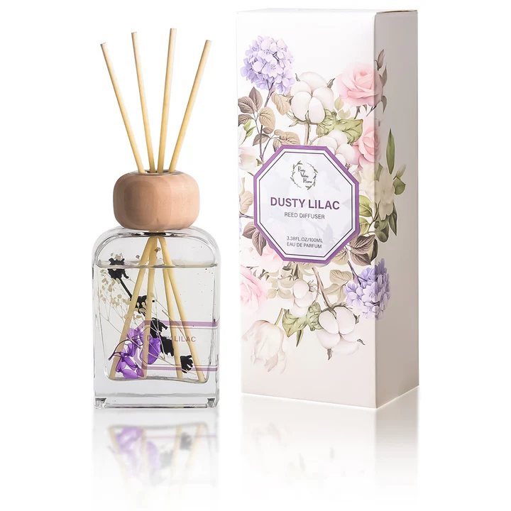 DFS-DLC-5249 Botanical Flower Diffuses, 100ml with wooden top, scent: Dusty Lilac
