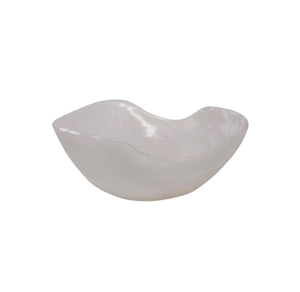 H00032 Sm White Fruit Bowl Resin Dia 13.4" - White - White