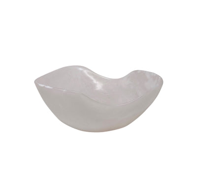 H00032 Sm White Fruit Bowl Resin Dia 13.4