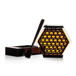 HD-BLK Honeycomb Honey Dish- Black Lucite