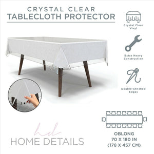 Premium Super Clear Table Cloth DPC 70x180inch Oblong W. Overlock
