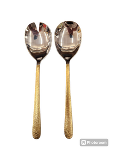 G101169 Pebble Beach Salad Servers Gold Accent