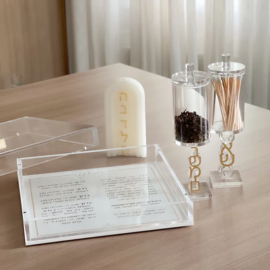 J-HSLC-GD Lucite Havdalah Set