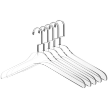 Load image into Gallery viewer, AC500-5-CH AC500 - 17" Acrylic Lucite Coat Suit Hanger, Wide Hook  Gold
