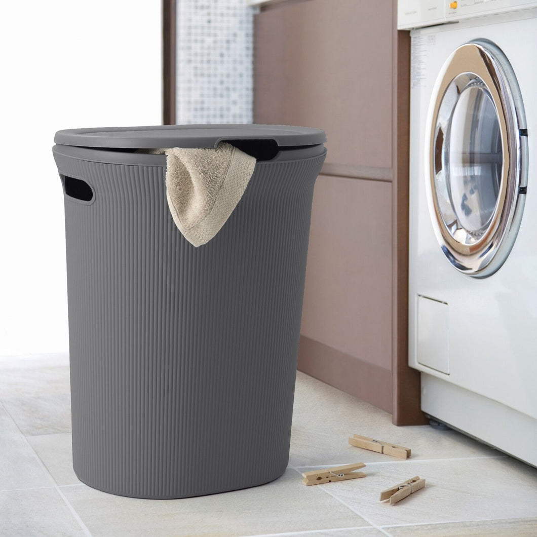 299 40 L Ribbed Laundry Hamper, Grey