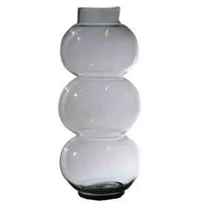 980038 Round Trio Low Neck Mouthblown Recycled Glass Vase Dia 6.3"