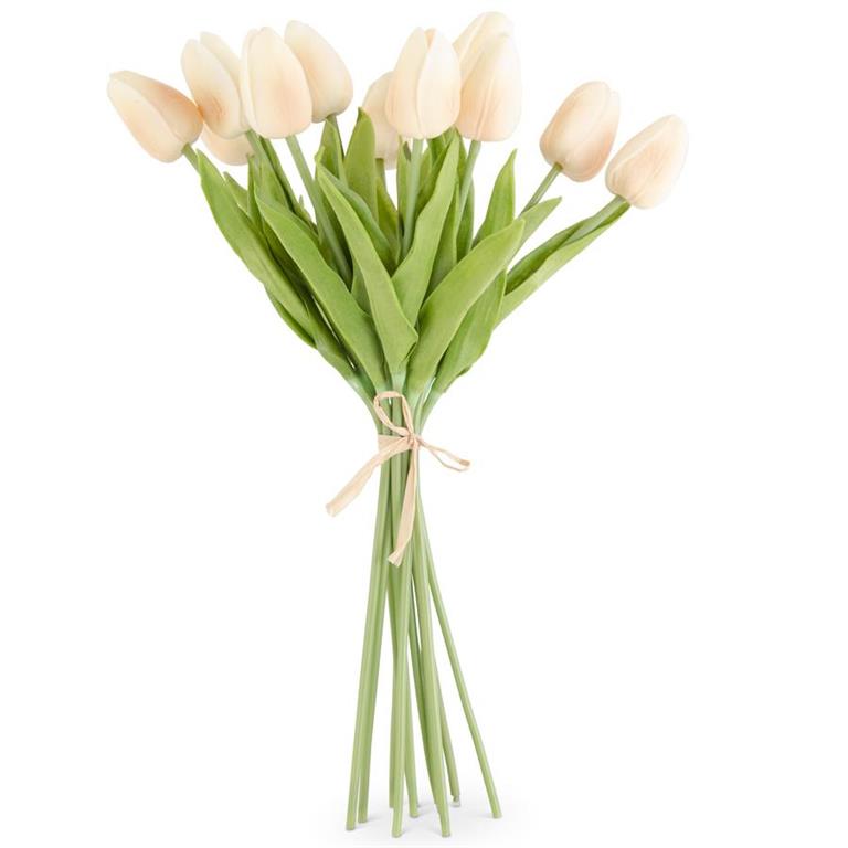 11399B-PHLT 13.5 Inch Light Peach Real Touch Mini Tulip Bundle (12 Stems)