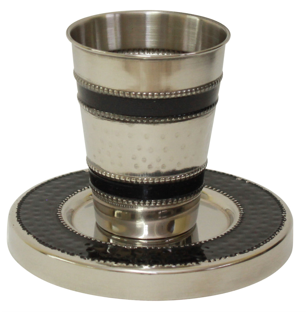 KC11049-DBL Kiddush Cup Nickel Hammered//Enamel Dark Blue