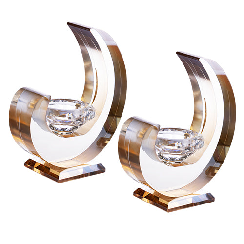 UK81642 Crystal Candlesticks 14 cm