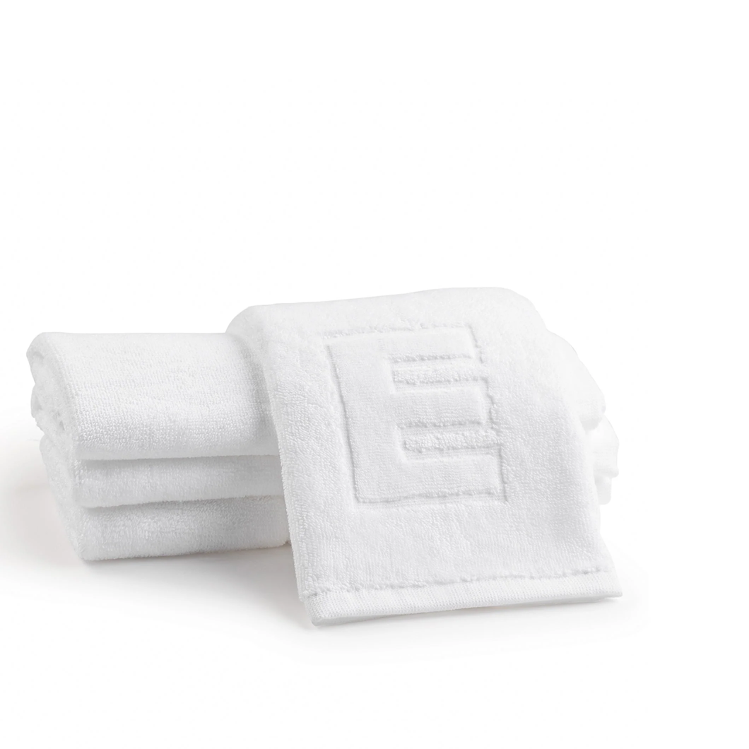 White Initial Embossed Finger Towel