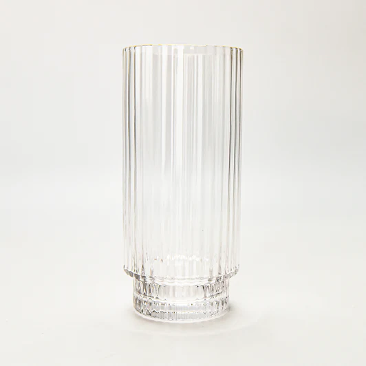 K-GCTT-02-GD Hand-made Clear+Gold Rim tall tumbler