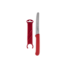 Load image into Gallery viewer, MESSERMEISTER 106/B  Petite Messer Serrated Tomato Knife with Sheath - 4.5&quot;

