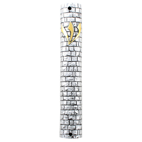 UK21869 Silvered Polyresin Mezuzah 15 Cm - Golden 