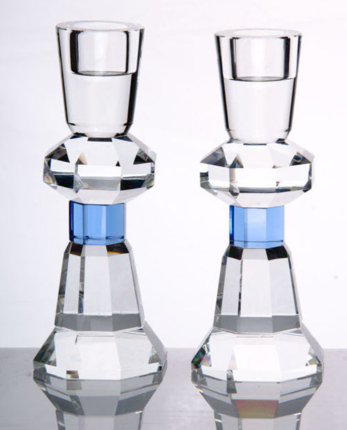 1653-B CANDLE STICK CRYSTAL WITH BLUE ACCENT