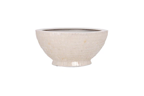 19920 Capri Shell Boat Shape Planter with Base Gloss Finish Cream..16.25