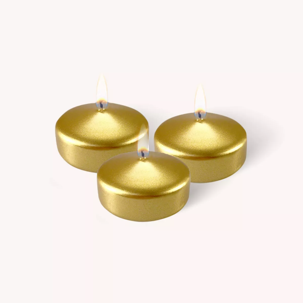 10PK Medium Floating Candles - Metallic Gold