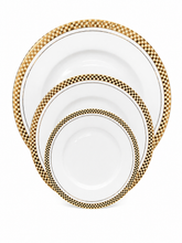 Load image into Gallery viewer, TAJ Designs Golden Check Dinnerware Service For 4
