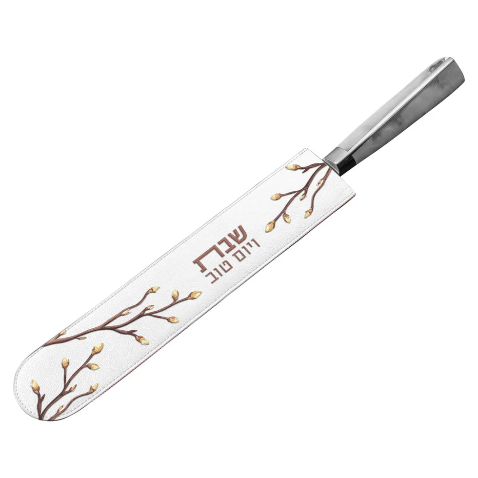 PU-KN-CO-EML-GO Embroidered Leaf Knife Blade Cover