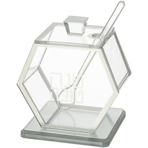 UK81554 Acrilic Honey Dish, 8.5 cm- Silver Finish