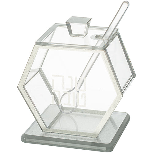 UK81554 Acrilic Honey Dish, 8.5 cm- Silver Finish