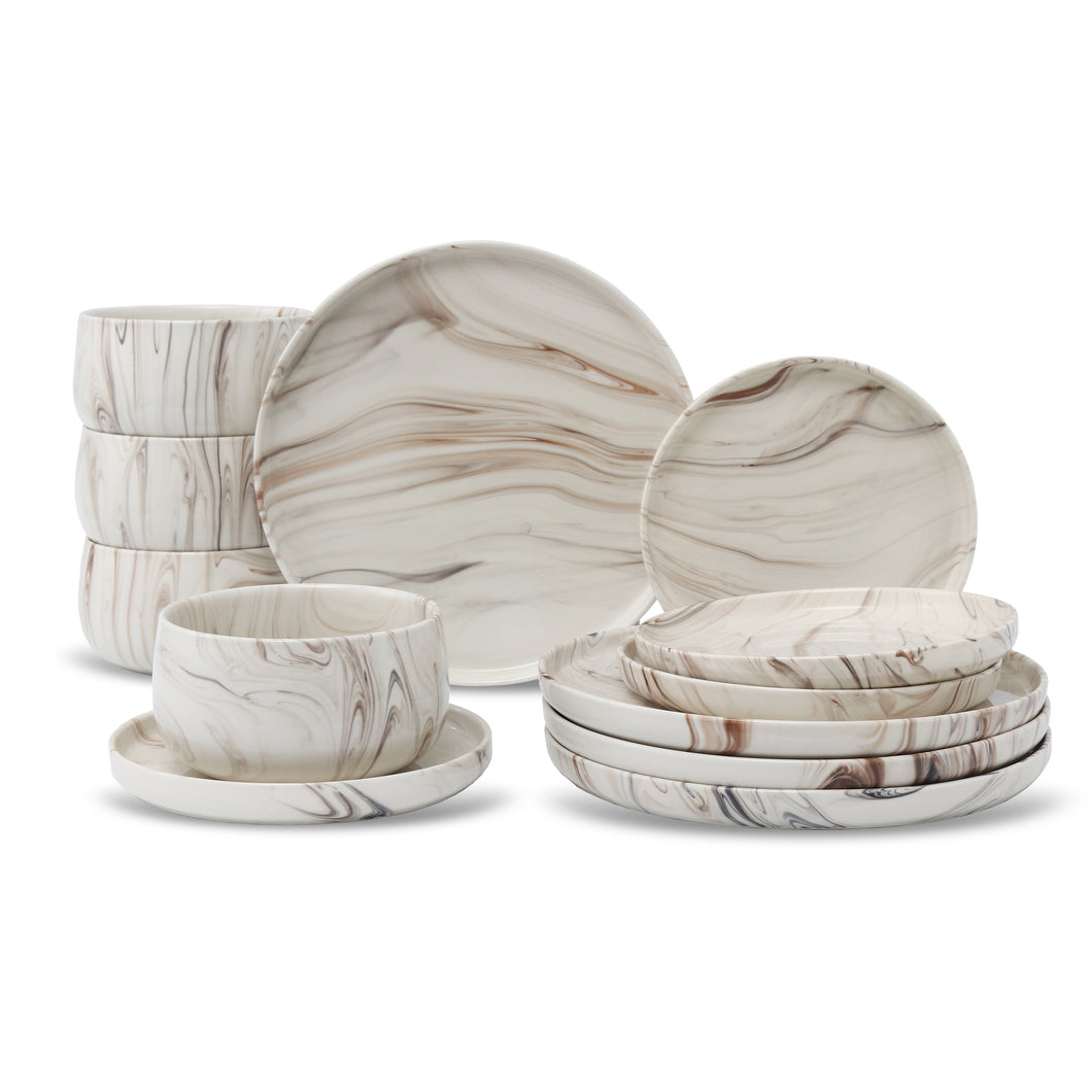 LH575 12PC. SHINY MARBLE DISHES ST/4