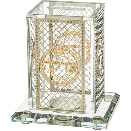 UK40461 Crystal Tzedakah Box 12*9 cm with Plaque