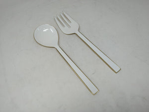 SS3986 S/2 Salad Server - White and Gold