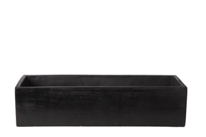 39806 Cement Rectangle Flower Pot LG Concrete Finish Black..14.50"x5.50"x3.50"H