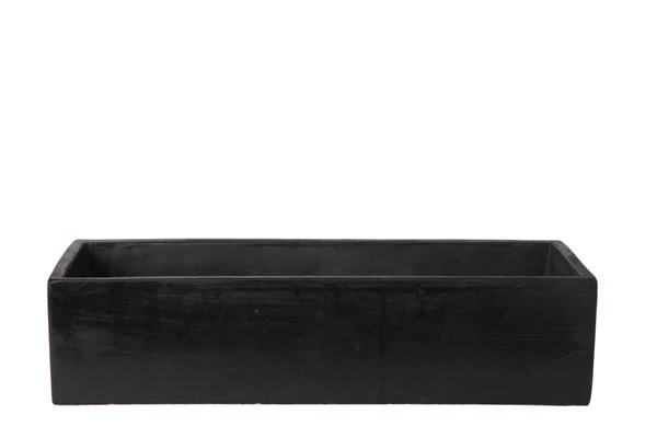 39806 Cement Rectangle Flower Pot LG Concrete Finish Black..14.50