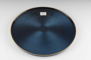 SD-395332- BL Domo, Glass Charger Cobalt Blue with Gold Rim and Lip, Dishwasher Safe, 13"