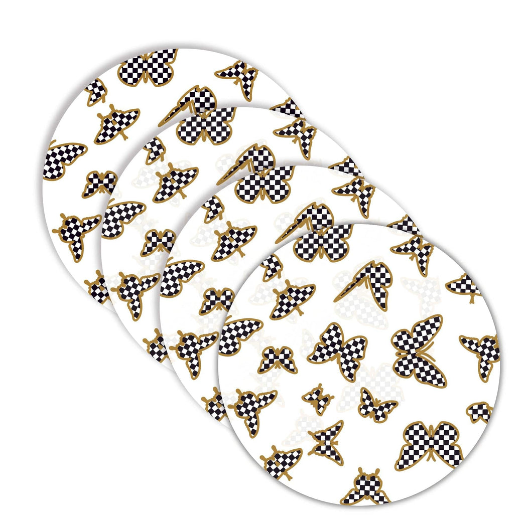 TC-R-OC-BU Chargers - Round - Onyx Butterfly Set Of 4