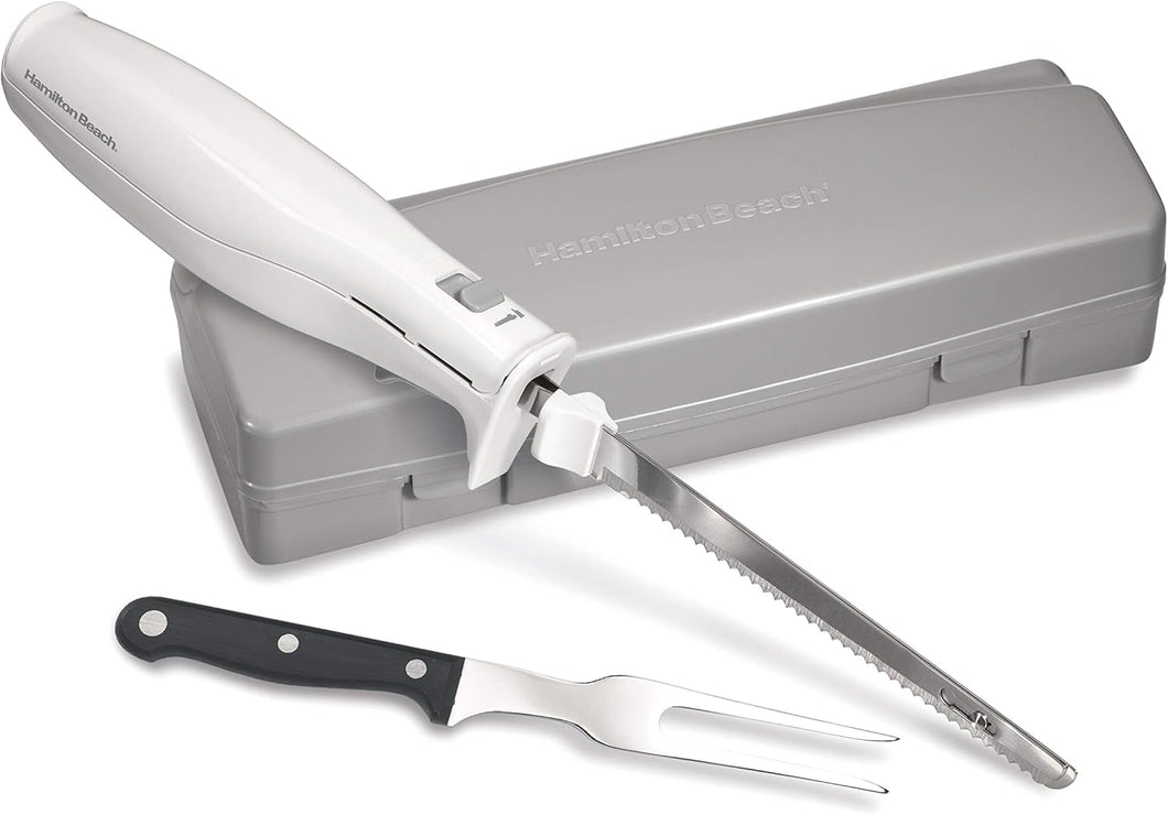 Hamilton Beach 74250 Carve 'n Set Electric Knife with Case, White