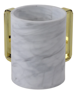 60206 Acrylic Marble Washing Cup With Gold Handles