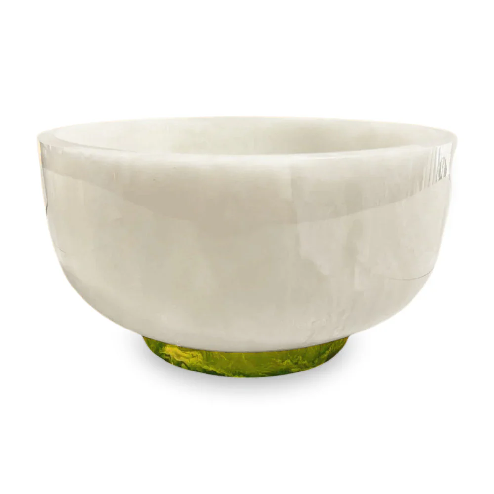 3020 RESIN Rio Large Round Bowl with Base (White and Green)