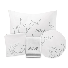 Load image into Gallery viewer, PU-PS-EML-S PU Leather Pesach Set - Leaf Embroidered Silver
