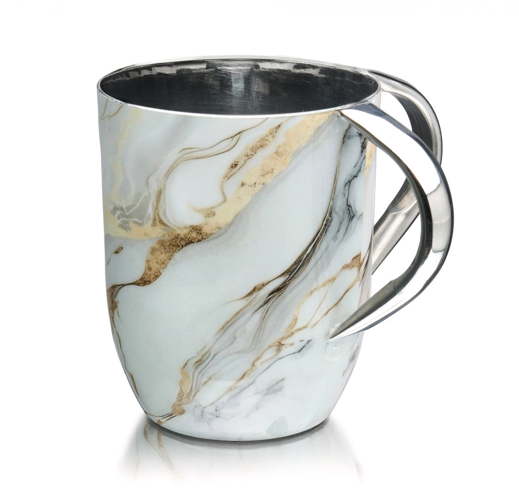 50886 WASHCUP ABSTRACT WHITE/GOLD