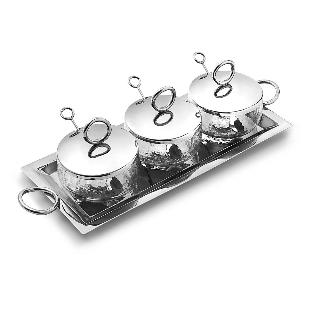 51120 SPHERE S/3 BOWL W/ TRAY SILVER