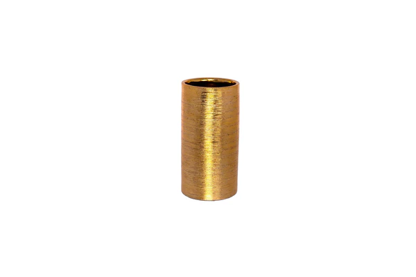 45757 Ceramic Round Vase with Brushed Design Body Gloss Finish Gold..5.00