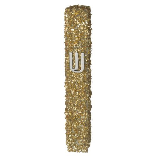 UK23806 Glass Mezuzah with Stones 15 cm- Golden