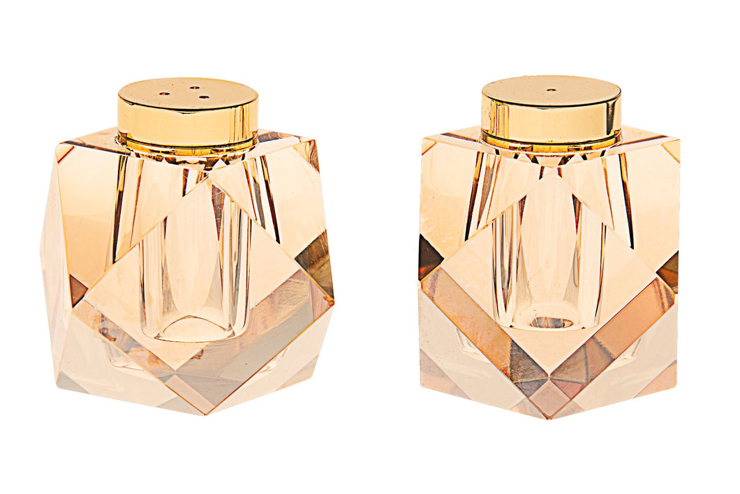 3000-G Salt Pepper Holder set Crystal Gold