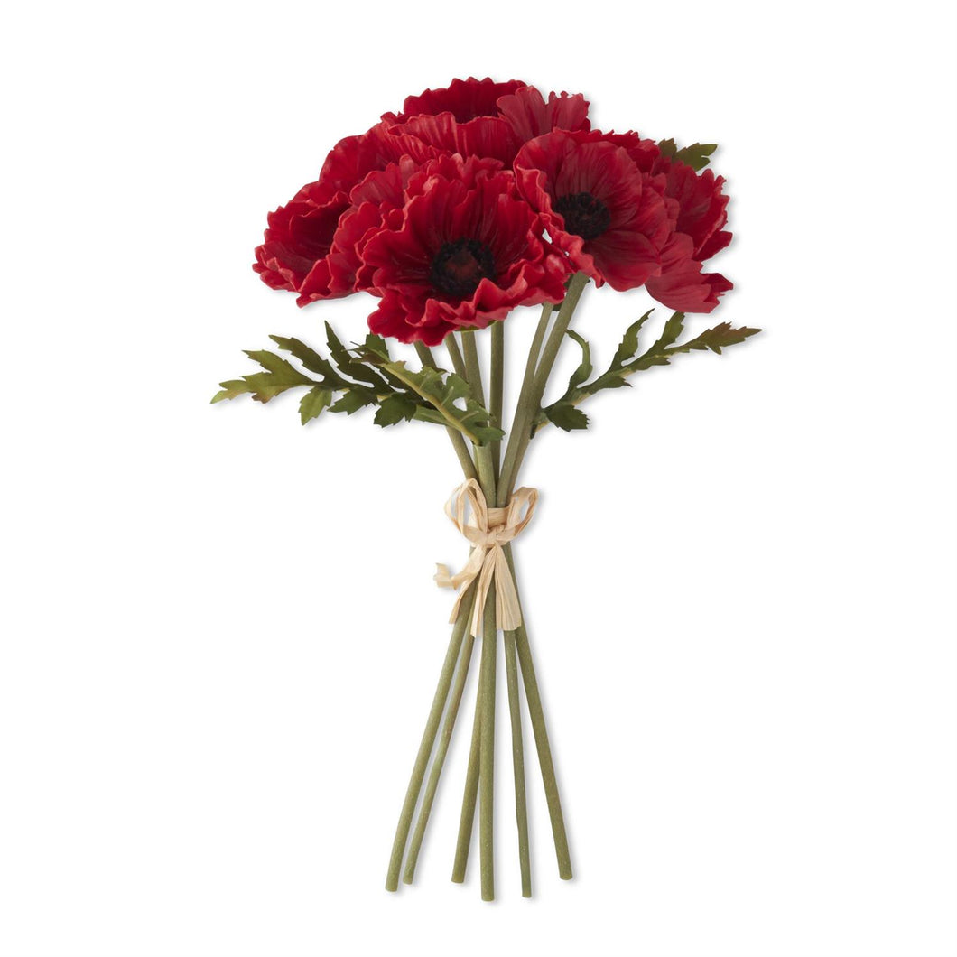 12.5 Inch Red Real Touch Poppy Bundle (6 Stems)