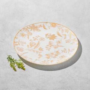 VB-BLS-12 Blossom Charger Plate White and Gold Floral