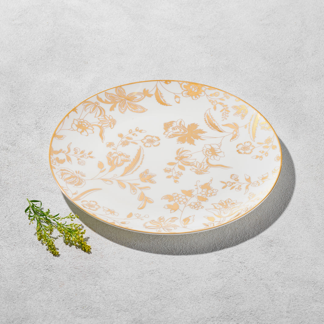 VB-BLS-12 Blossom Charger Plate White and Gold Floral