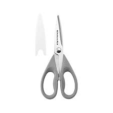 KitchenAid All Purpose Kitchen Shears with Protective Sheath Durable Stainless Steel Scissors, Dishwasher Safe, Soft Grip Comfort Handle, 8.72 Inch, Gray
