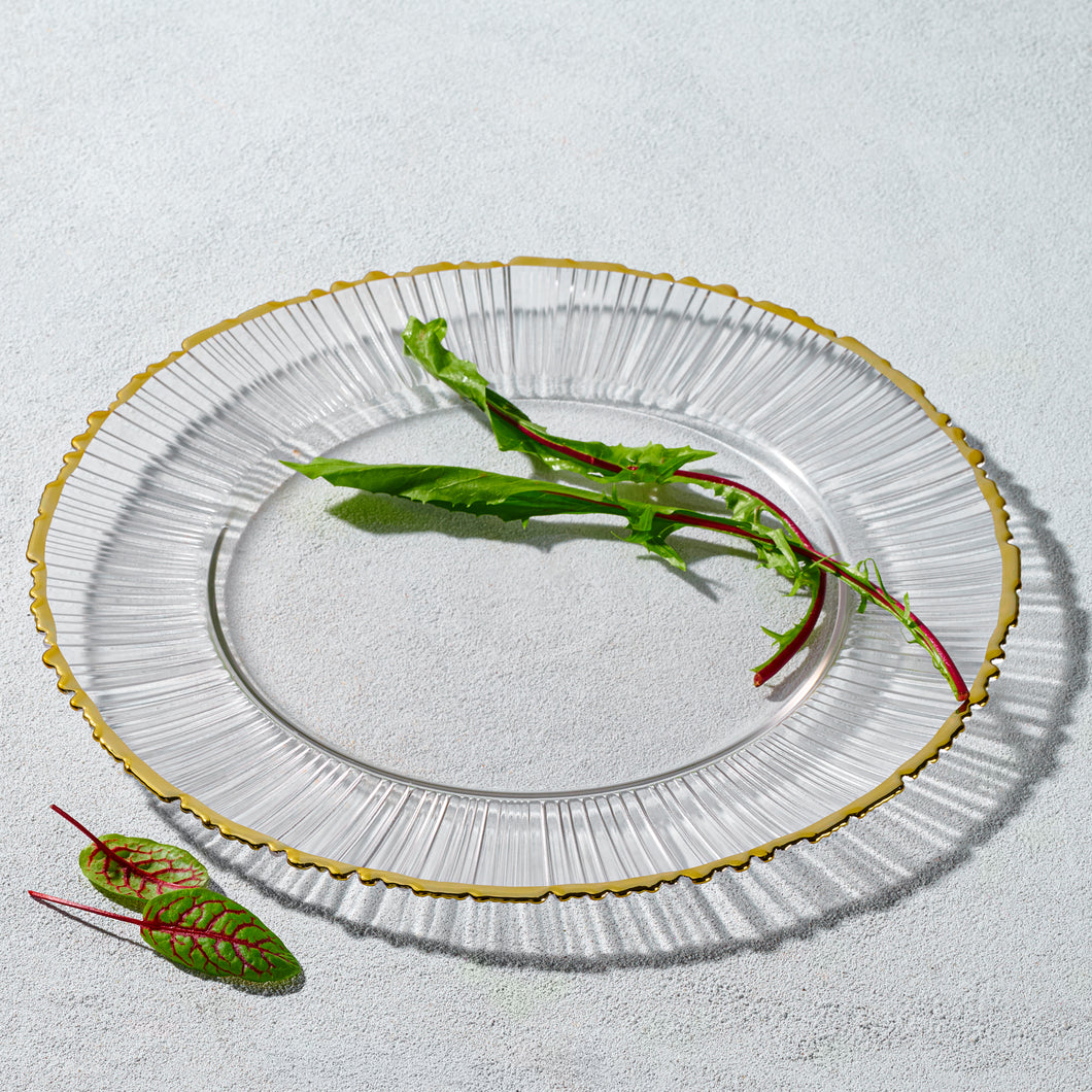 VD-1310-G Harmony Glass Charger with Gold Rim 13
