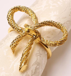 Load image into Gallery viewer, TAJ Design Gold Bow Napkin Ring
