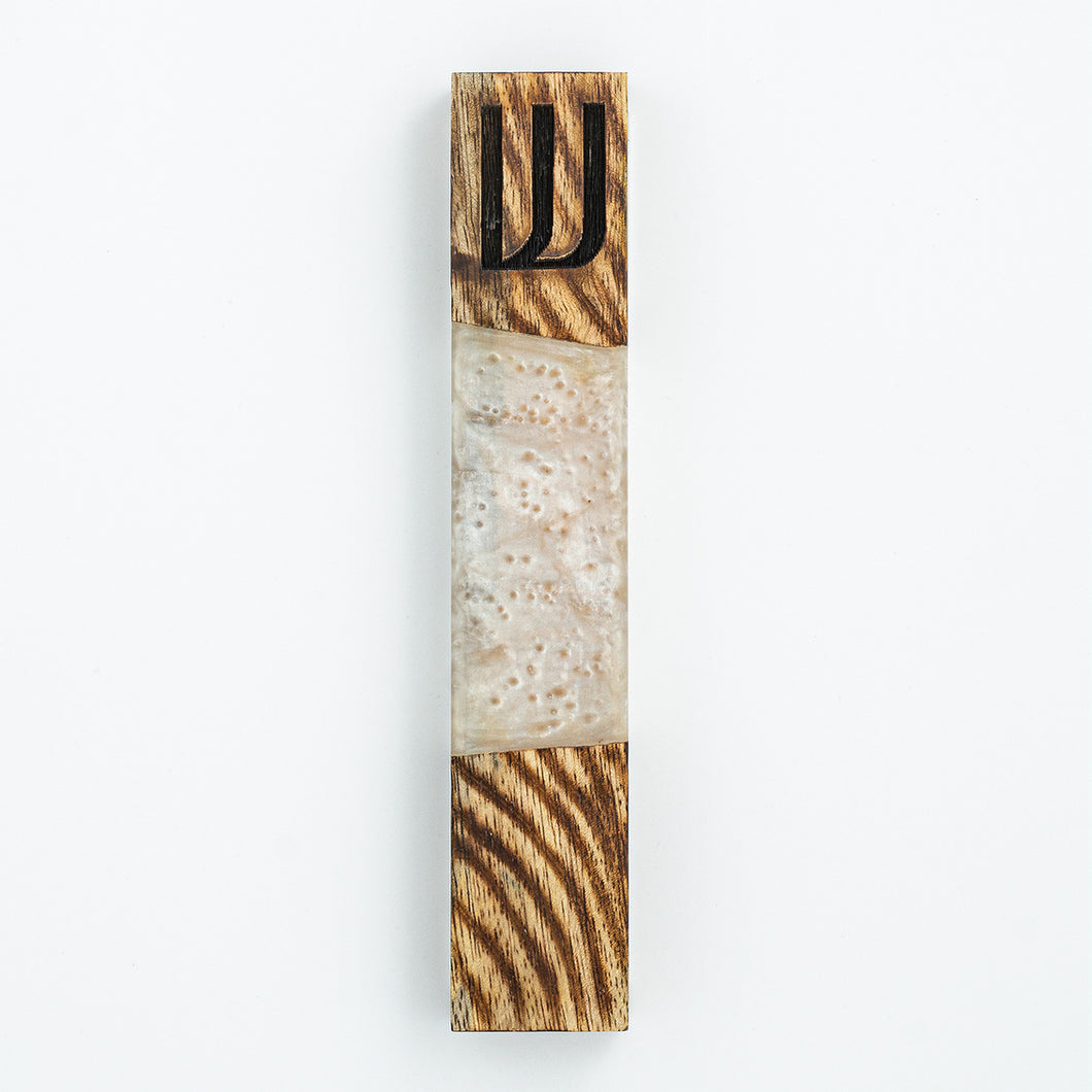 50901 • Mezuzah With Wood / Wht Resin