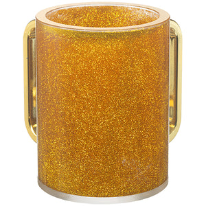 UK42904 Perspex Clear Washing Cup 13 cm - Gold Glitter and Matte Gold Handles